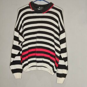 Vtg Hunt Club Striped Chunky Knit Sweater Size M Collar Casual Comfort Heritage